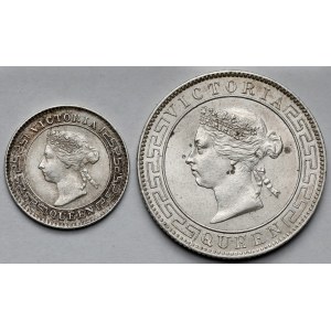Cejlon, 10 i 50 centów 1893 - zestaw (2szt)