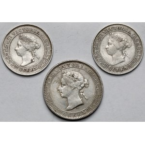 Cejlon, 10-25 centów 1893-1897 - zestaw (3szt)