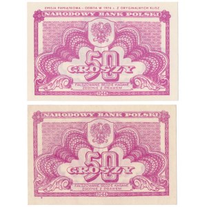 50 groszy 1944 - oryginał i emisja pamiątkowa (2szt)