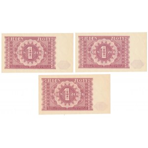 1 złoty 1946 - zestaw (3szt)
