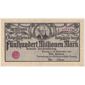Gdańsk, 500 mln marek 1923 - druk szarofioletowy