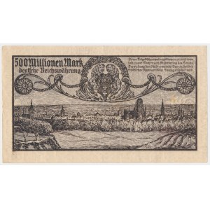 Gdańsk, 500 mln marek 1923 - ODWROTKA - druk szarofioletowy