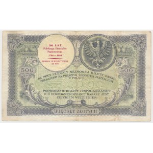 500 złotych 1919 - z nadrukiem PTNu - 200 rocznica Insurekcji Kościuszkowskiej