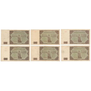 1.000 złotych 1947 - pakiet ładnych, nie mocno obiegowych (6szt)