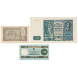 Zestaw 2 i 50 złotych 1941 i PEWEX 1 cent 1979 (3szt)