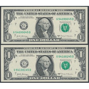 USA, 1 Dollar 2017 - 54099054 & 54100145 - radar numbers (2pcs)