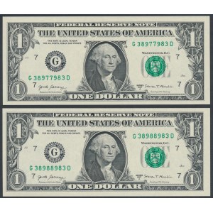 USA, 1 Dollar 2017 - 38977983 & 38988983 - radar numbers (2pcs)