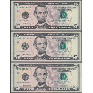 USA, 5 Dollars 2017 - set of 3 RADAR numbers
