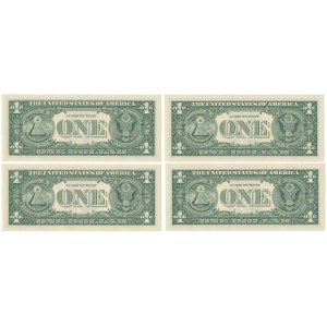 USA, 1 Dollar 2017 set of banknotes in it radar number 42244224 (4pcs)
