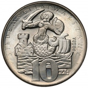 Próba CuNi 10 złotych 1965, 700 lat Warszawy - Syrena