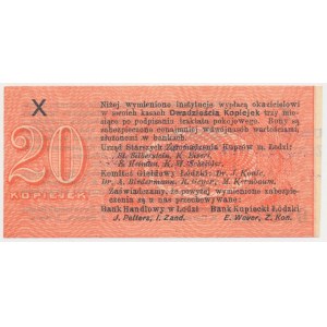 Łódź, Urząd Starszych Zg. Kupców, 20 kop. (1914) - X - wystawca stemplem