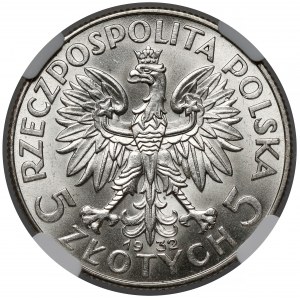 Głowa Kobiety 5 złotych 1932 bez znaku, Londyn