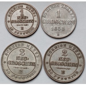 Saksonia i Oldenburg, 1-2 grosze 1858-1866 - zestaw (4szt)