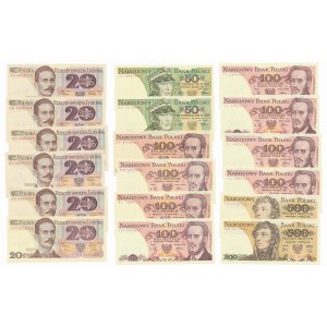 Zestaw 20-500 zł 1982-1988 (18szt)