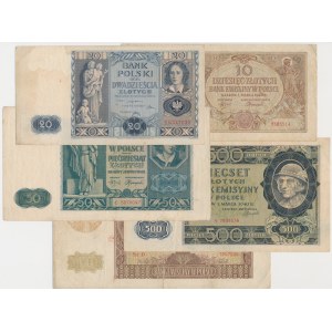 Zestaw banknotów polskich 1936-1948 (13szt)