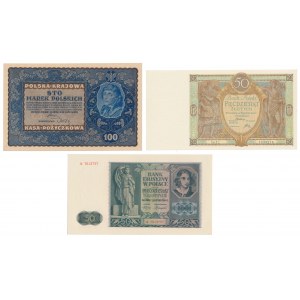 Zestaw banknotów polskich 1919-1941 - ładne stany (3szt)