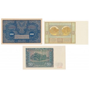 Zestaw banknotów polskich 1919-1941 - ładne stany (3szt)