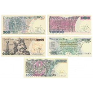 PRL, zestaw banknotów (5szt)