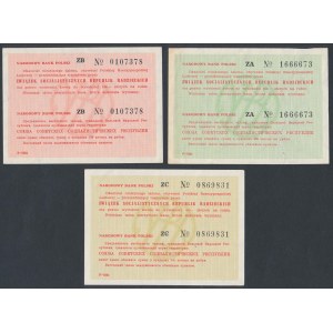 Talony tranzytowe NBP na ZSRR, Em.II - 150, 450 i 900 zł (3szt)