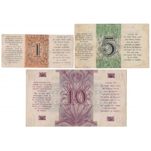 France, 1, 5 & 10 Francs - prisoner of the Second War banknotes (3pcs)