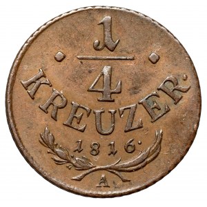 Austria, Franciszek I, 1/4 krajcara 1816-A, Wiedeń