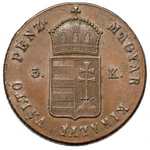 Węgry, 3 krajcary 1849 NB, Nagybanya - rzadkie