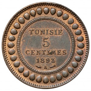 Tunezja, 5 centimes 1893-A