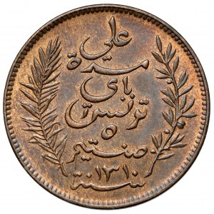 Tunezja, 5 centimes 1893-A