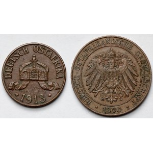 Niemiecka Afryka Wschodnia, Halerz 1913 i Pesa 1890 - zestaw (2szt)