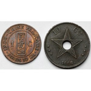 Indochiny francuskie i Kongo, 1-10 centimes 1888 - zestaw (2szt)