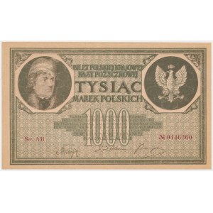 1.000 mkp 1919 - Ser.AB - numeracja 7-cyfrowa