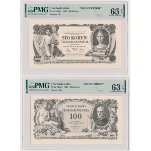 Czechoslovakia, FRONT & BLACK PROOFS 100 Korun 1931 (2pcs)