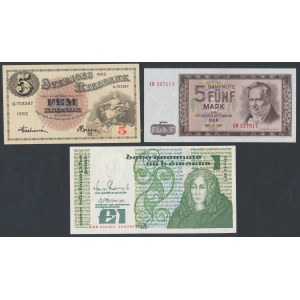 Sweden, Germany & Ireland - set of banknotes (3pcs)