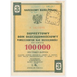 NBP, 3-letni Depozytowy Bon Oszczędnościowy, 100.000 zł
