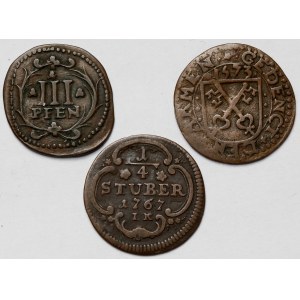 Niemcy, miedziane monety 1573-1767 - zestaw (3szt)