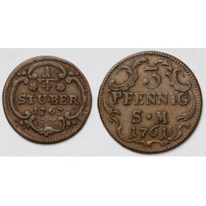 Niemcy, 1/4 stuber 1767 i 3 pfennig 1761 - zestaw (2szt)