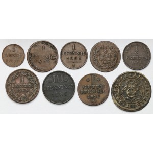 Niemcy, Monety brązowe 1805-1865 - zestaw (9szt)