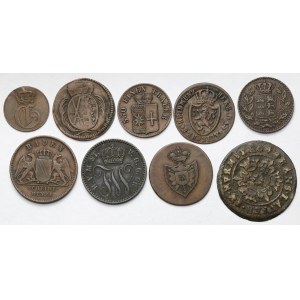 Niemcy, Monety brązowe 1805-1865 - zestaw (9szt)