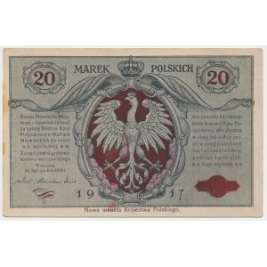 Pocztówka „Nowa moneta Królestwa Polskiego - 20 mkp 1916 jenerał