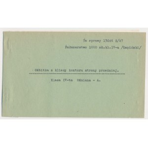 1.000 zł 1945 Fałszerstwo Kl.IV A - odbitka konturu strony przedniej
