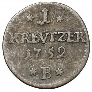 Śląsk, Fryderyk II Wielki, Krajcar 1752-B, Wrocław