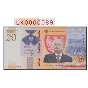 20 zł 2021 Lech Kaczyński - LK 0000089 - niski numer