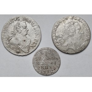 Prusy, Szóstak 1754, 1/12 talara 1766 i grosz 1772 - zestaw (3szt)