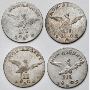 Prusy, 3 grosze 1800-1805 - zestaw (4szt)