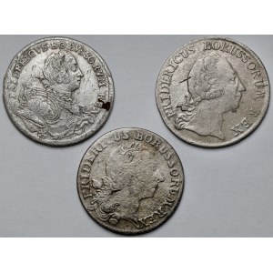 Śląsk, Fryderyk II Wielki, 1/12 talara 1751-1765 B, Wrocław - zestaw (3szt)