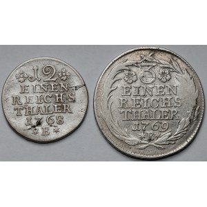 Śląsk, Fryderyk II Wielki, 1/3 talara 1769 i 1/12 talara 1768 B, Wrocław - zestaw (2szt)