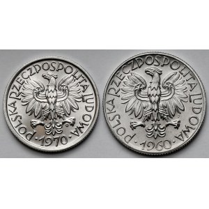 2 złote 1970 i 5 złotych 1960 - zestaw (2szt)