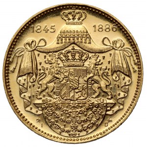 Bawaria, ZŁOTO medal wagi dukat z Ludwikiem II, 1845-1886