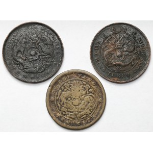 Chiny, 10 cash - zestaw (3szt)