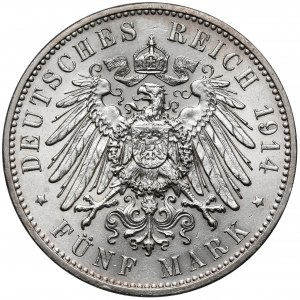 Saxony, 5 mark 1914-E